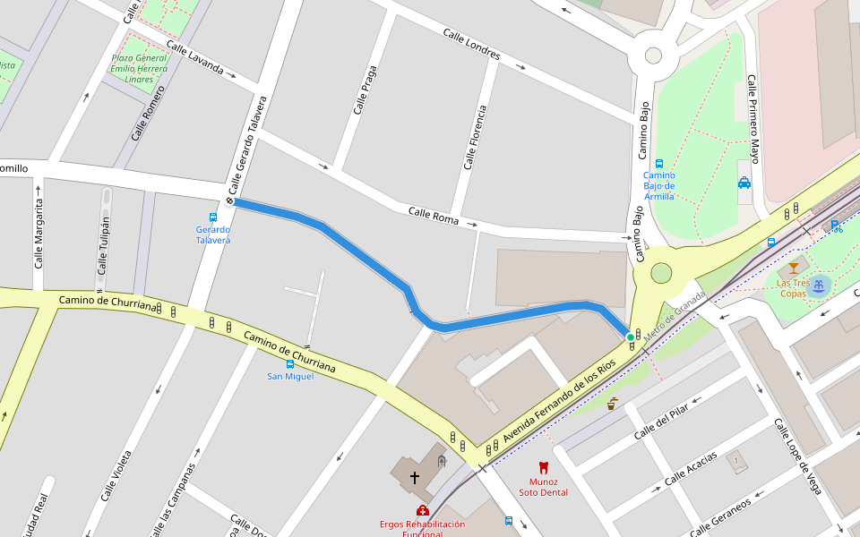 Calle Acequia Arabuleila walking route map in Armilla