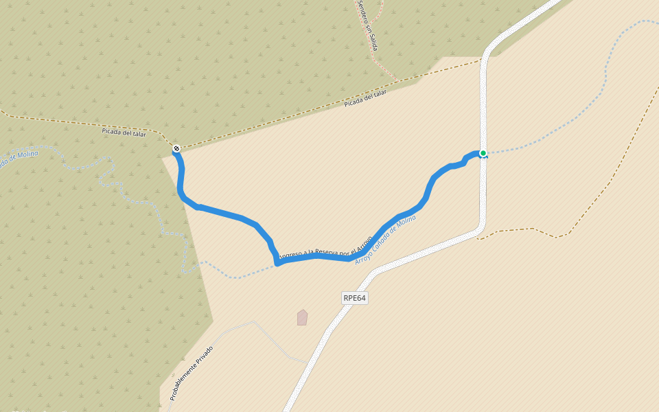 Ingreso a la Reserva por el Arroyo walking route map in La Calera
