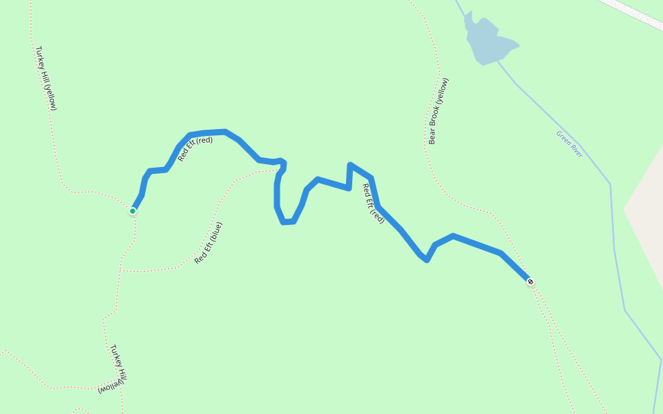 Red Eft (red) walking route map in Austerlitz