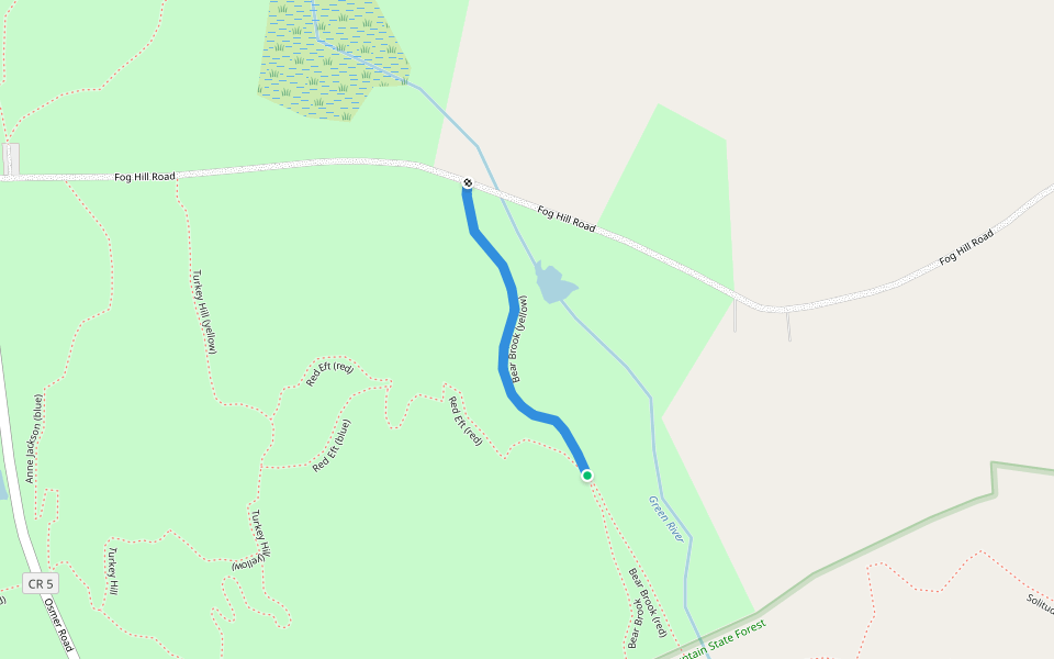 Bear Brook (yellow) walking route map in Austerlitz