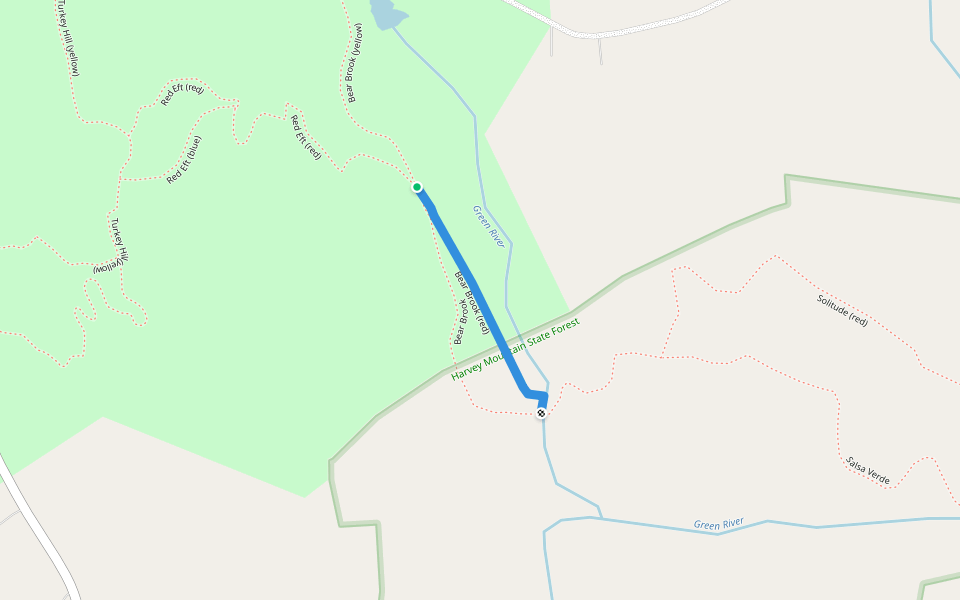 Bear Brook (red) walking route map in Austerlitz