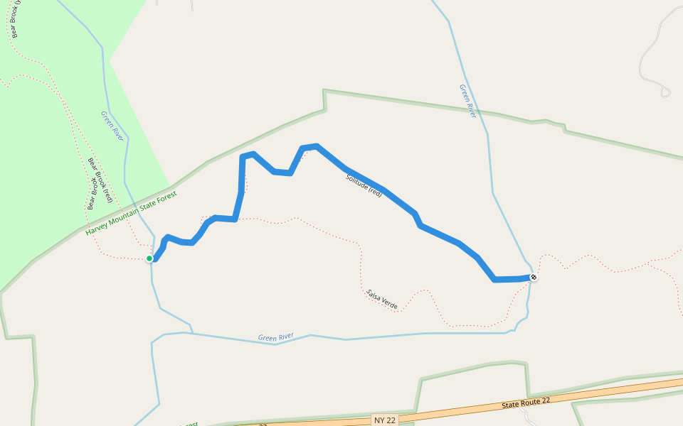 Solitude (red) walking route map in Austerlitz