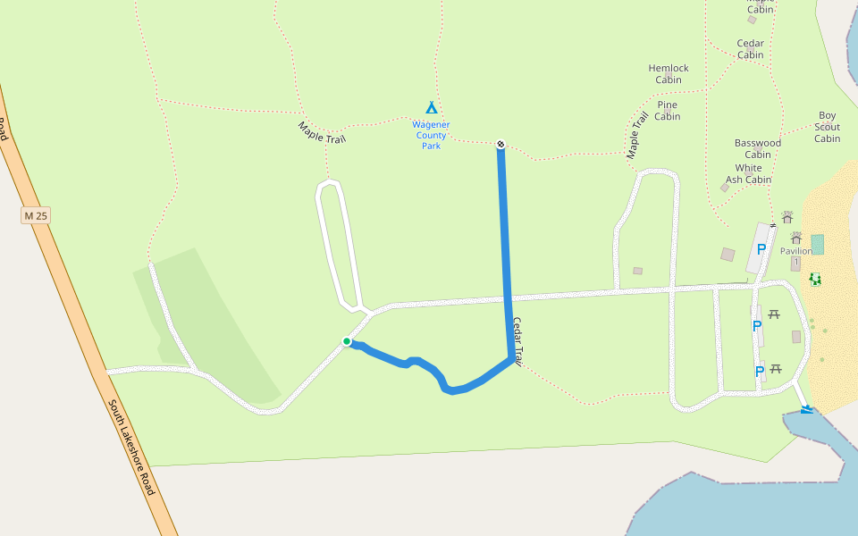 Cedar Trail walking route map in Harbor Beach