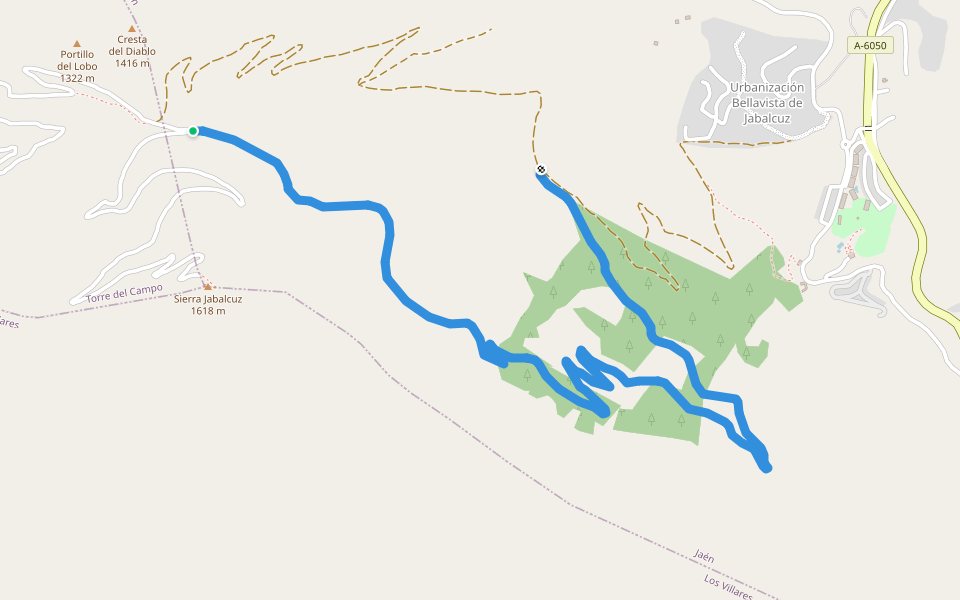Vereda de los Pinchos walking route map in Torredelcampo