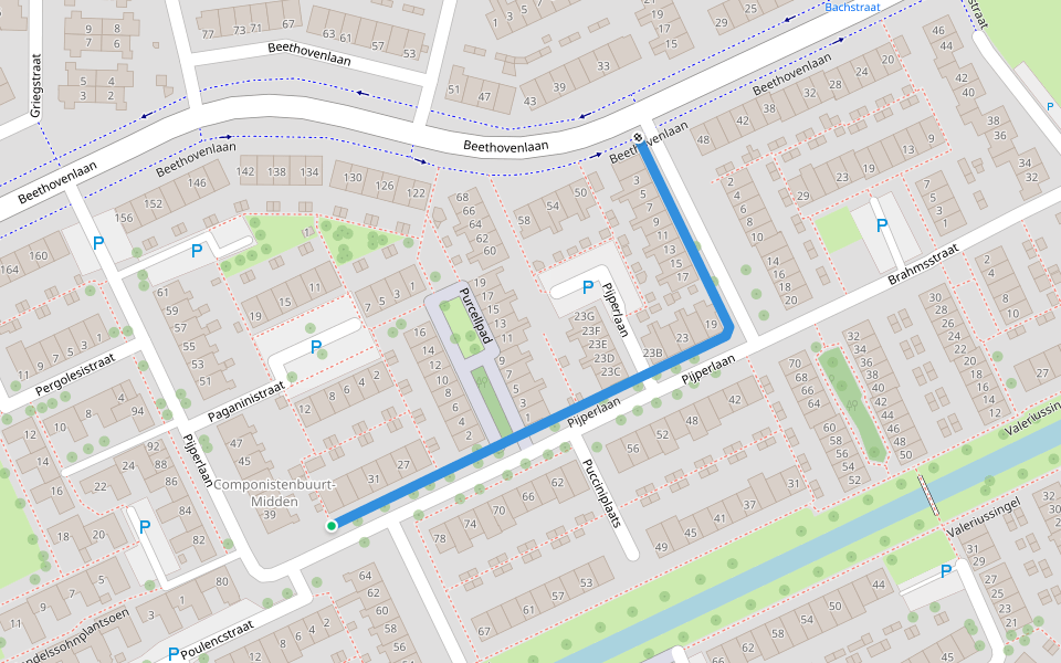 Pijperlaan walking route map in Zwijndrecht