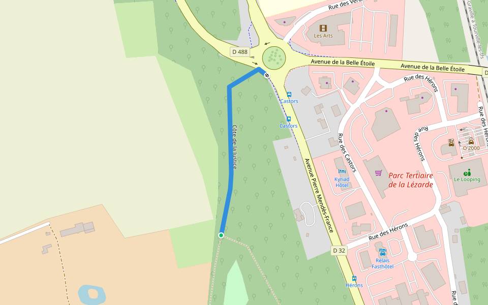 Côte de la justice walking route map in Montivilliers