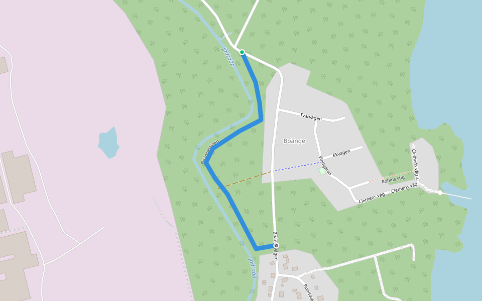 Boängestigen walking route map in Sandviken