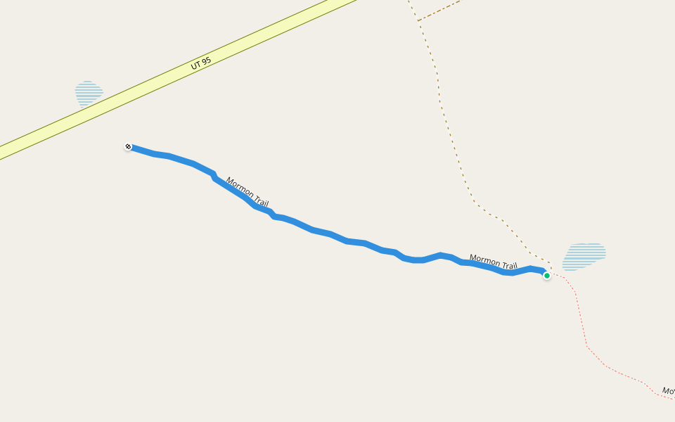 Mormon Trail walking route map in Lake Powell