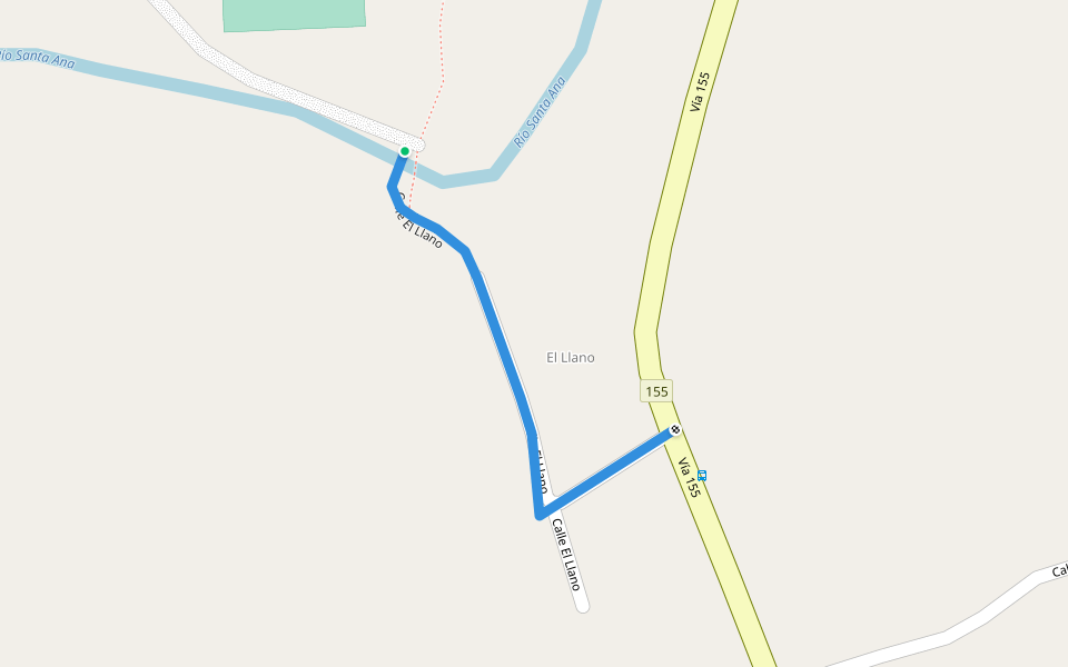 Calle El Llano walking route map in Canas