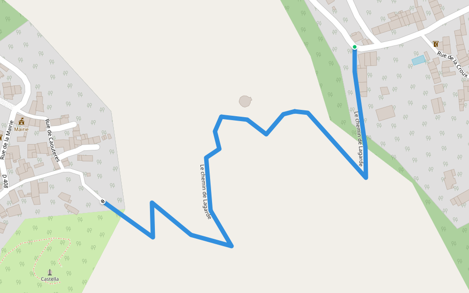 Le chemin de Lagarde walking route map in Montoulieu
