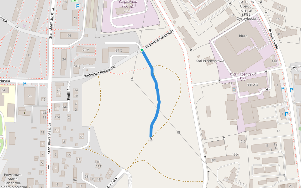 Grodzieńska walking route map in Giżycko