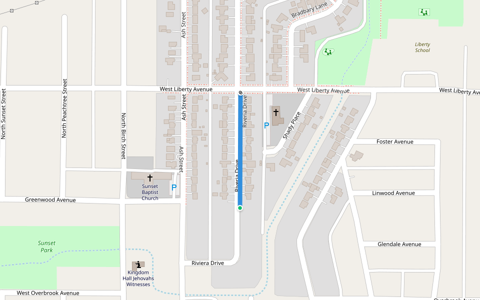 Riveria Drive walking route map in Ponca City