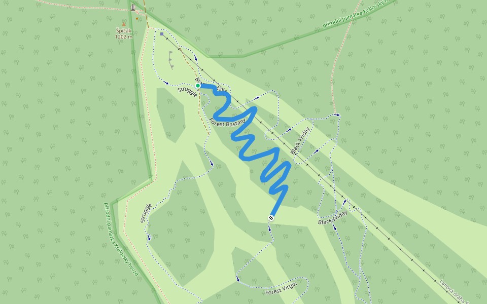 Forest Bastard walking route map in Železná Ruda