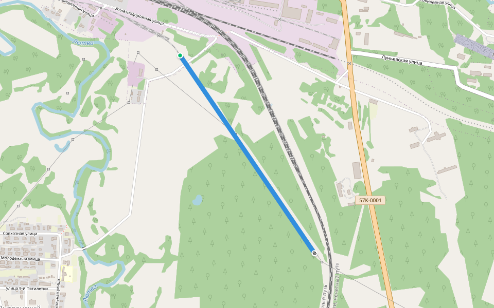 Разобранная железная дорога walking route map in Alexandrovskoye Urban Settlement