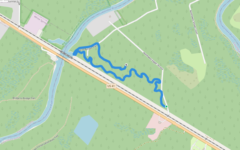 Beast of Burden Trail walking route map in White Springs