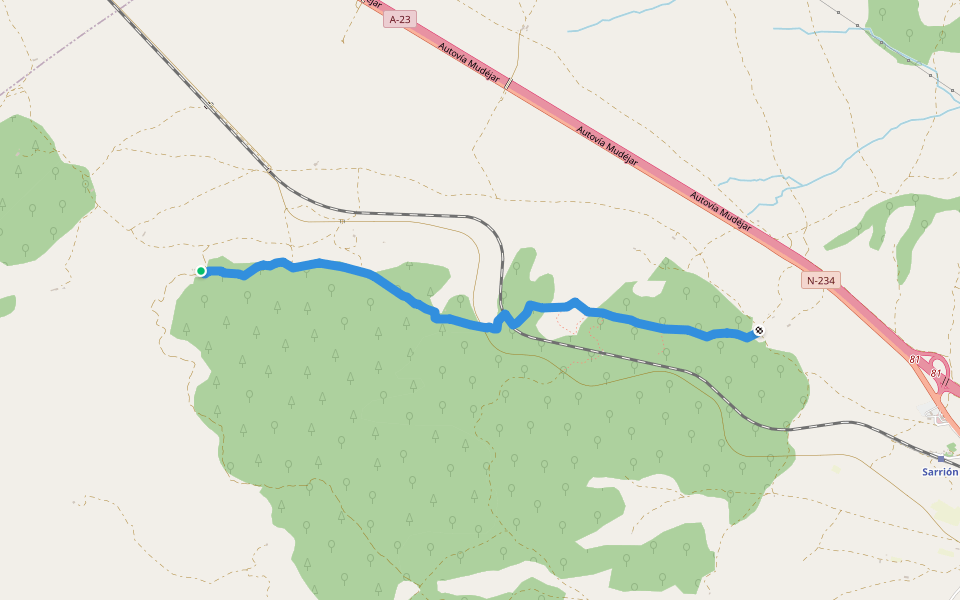 Camino de la Espinosa walking route map in Sarrión
