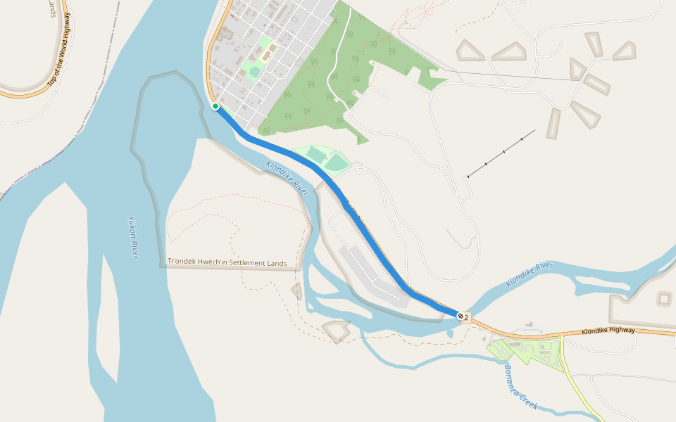 Trail near Dawson-City walking route map in Dawson City
