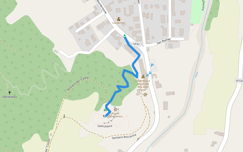 Sentiero del "Castlà" walking route map in Chiusa di Pesio