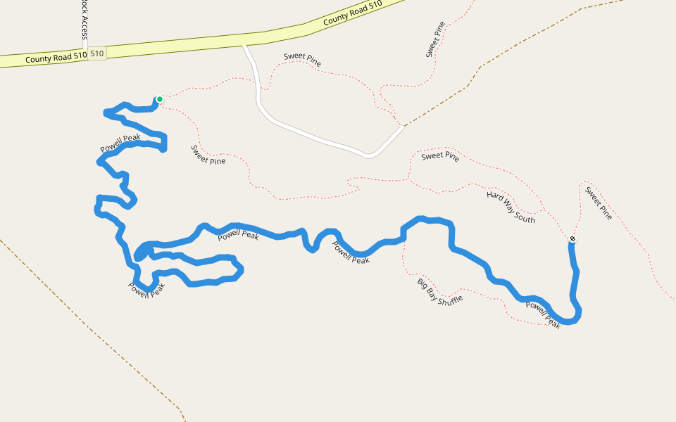 Powell Peak walking route map in Big Bay