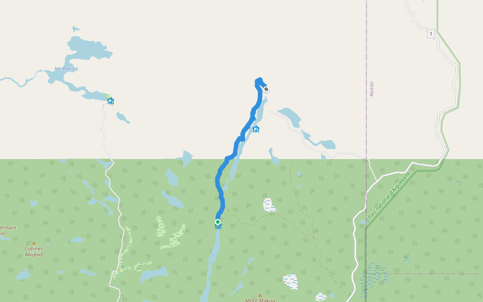 Les Versants walking route map in Rouyn-Noranda