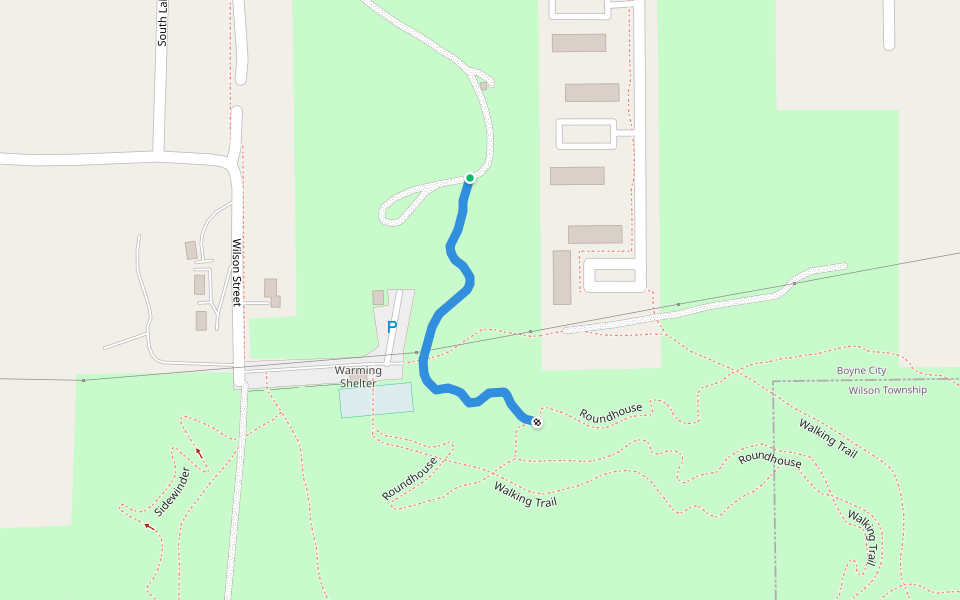 Avalanche Trail Connector walking route map in Boyne City