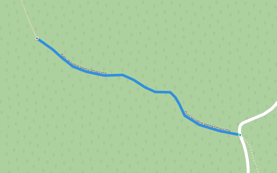 Putic sa rudine prema Omazicima walking route map in Živinice Gornje