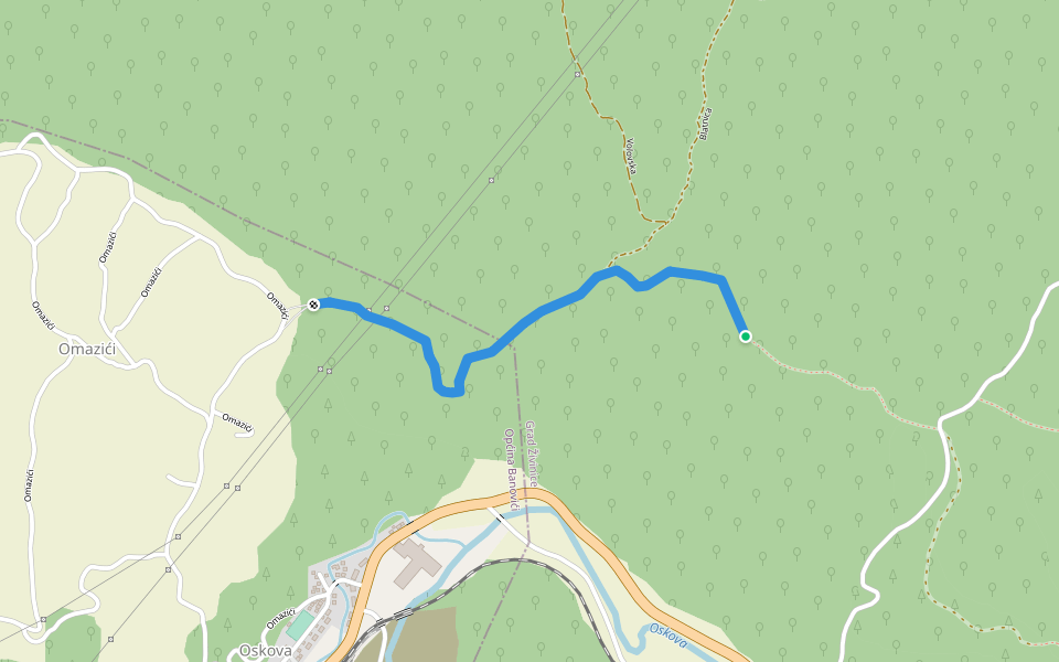 Putic sa rudine prema omazicima walking route map in Živinice Gornje