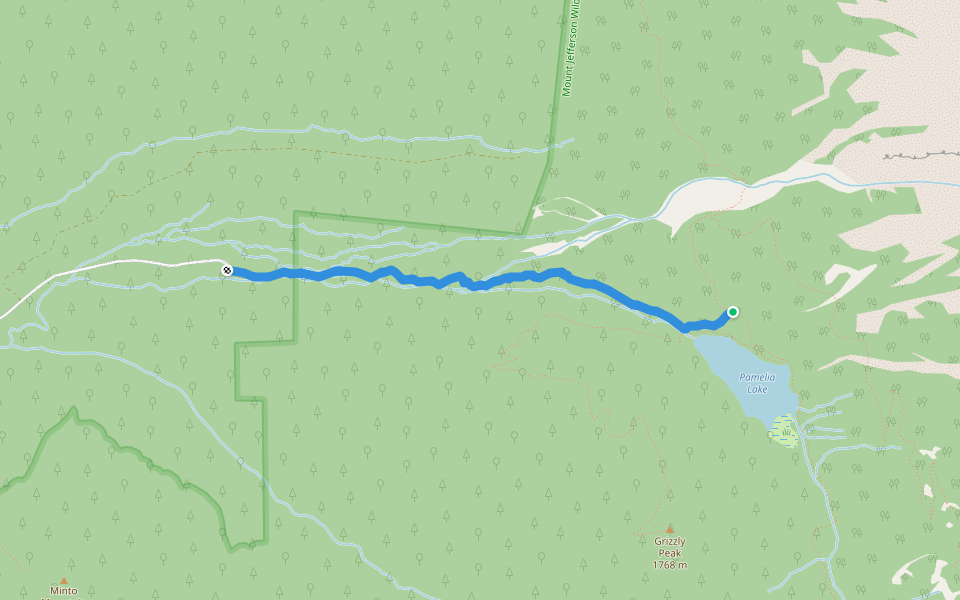 Pamelia Lake Trail 3439 walking route map in Idanha