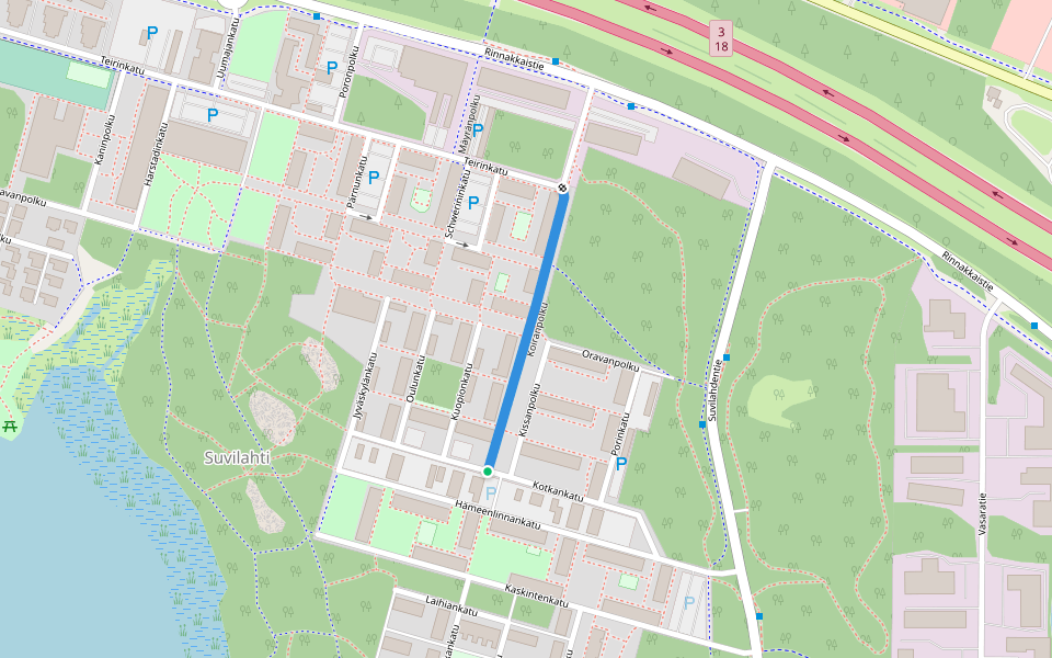 Koiranpolku walking route map in Överjeppo