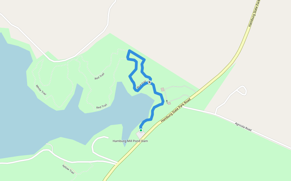 Blue trail walking route map in Mitchell