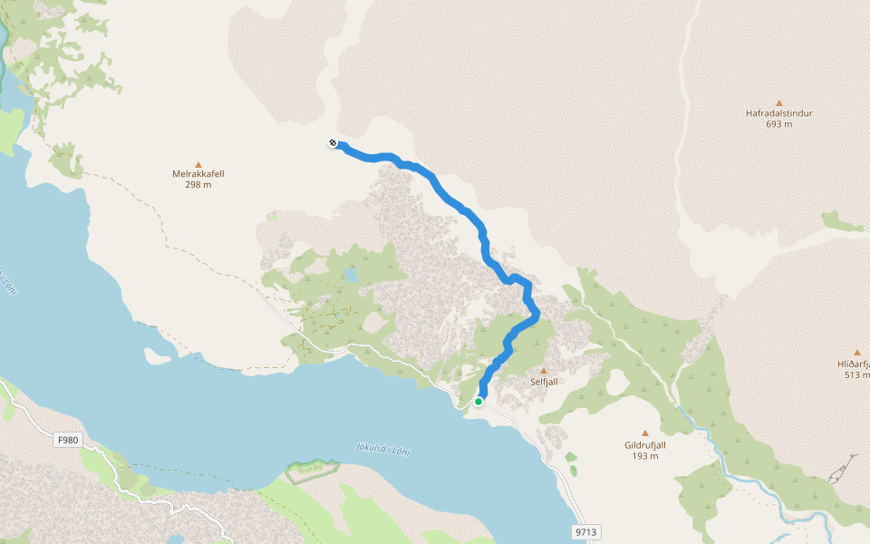 Raftagil walking route map in Höfn