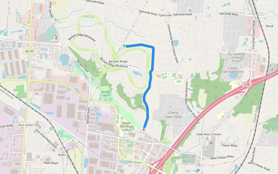 Eagle Ridge Drive walking route map in Beckett Ridge