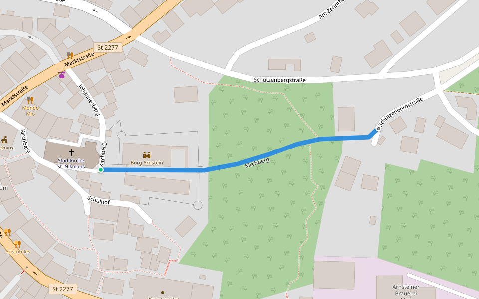 Kirchberg walking route map in Arnstein