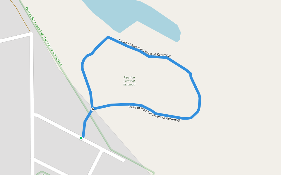 Route of Riparian Forest of Keramoti walking route map in Keramoti