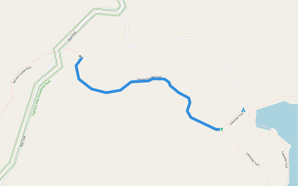 Spruce Coulee Trail walking route map in Irvine