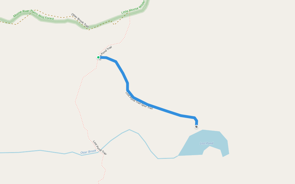 Lost Pond Trail Spur Trail walking route map in Piseco