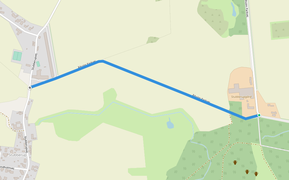 Ålholm Parkvej walking route map in Nysted