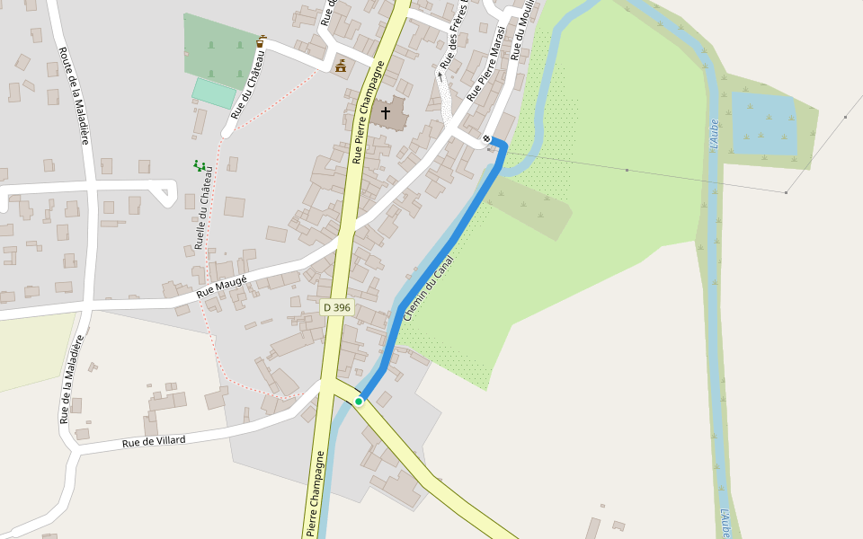 Chemin du Canal walking route map in Laferté-sur-Aube