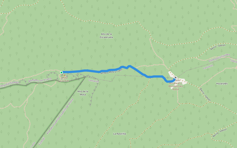 Senda a Mota y Cueto walking route map in Gesaltza Añana