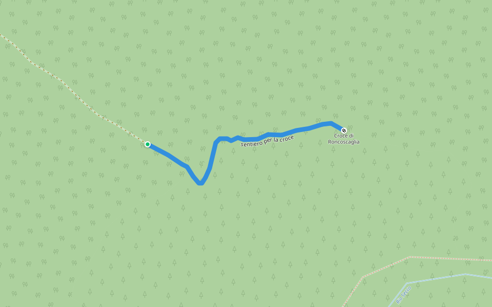 sentiero per la croce walking route map in Roncoscaglia