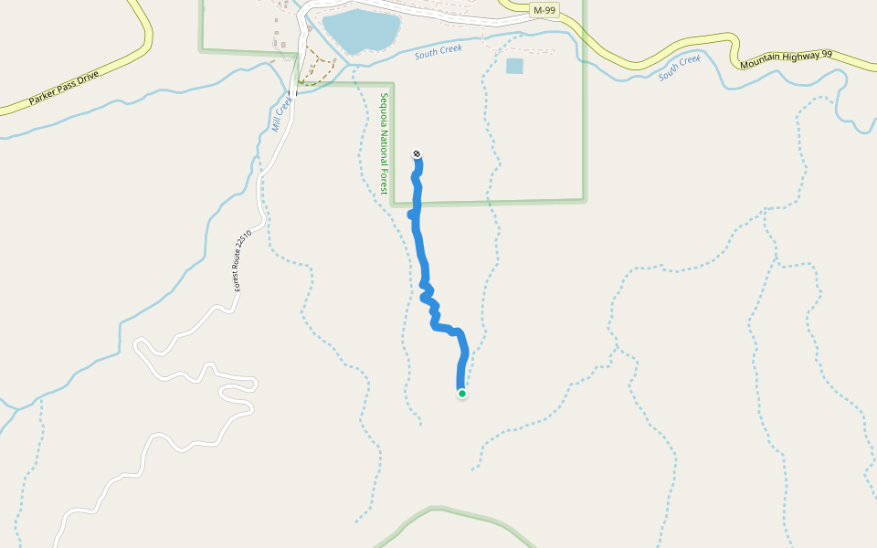 Speas Ridge Trail walking route map in Kernville