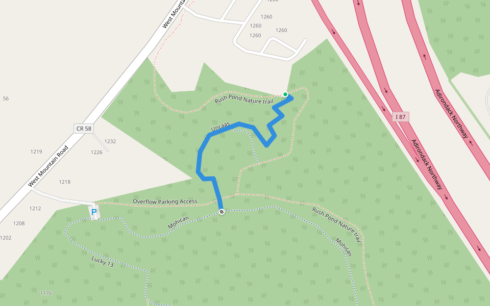 Uncaas walking route map in Queensbury