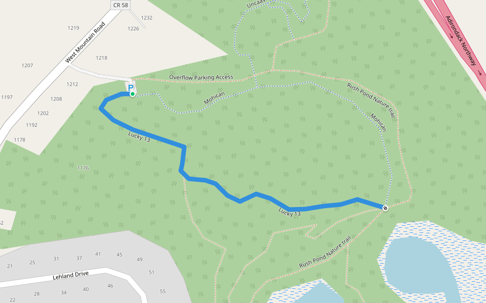 Lucky 13 walking route map in Queensbury