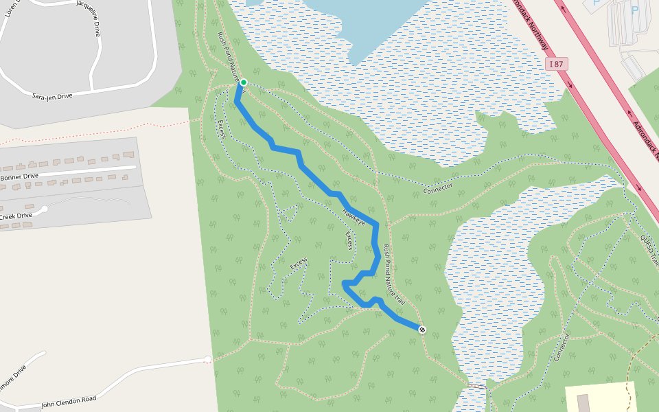 Hawkeye walking route map in Queensbury