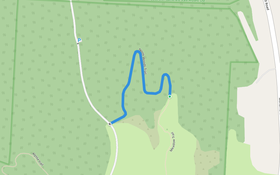 North Woods Trail walking route map in Castleton