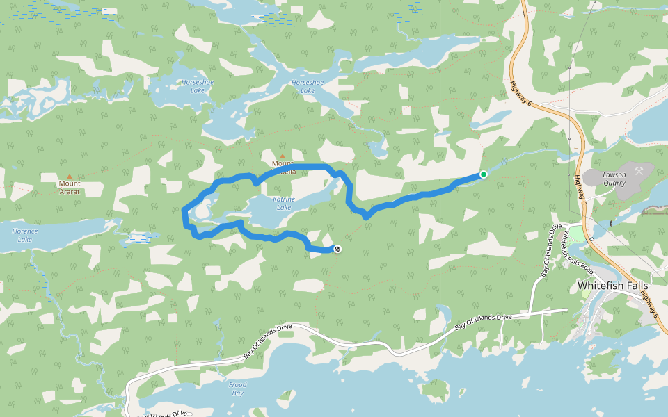 Arabella Loop walking route map in Whitefish Falls