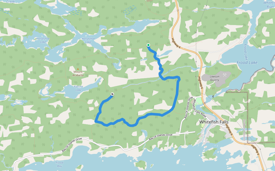 Main Loop (Heaven's Gate NR) walking route map in Whitefish Falls