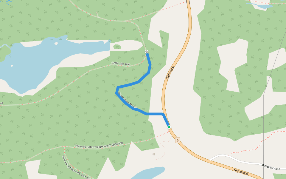 Dump Road Access walking route map in Whitefish Falls