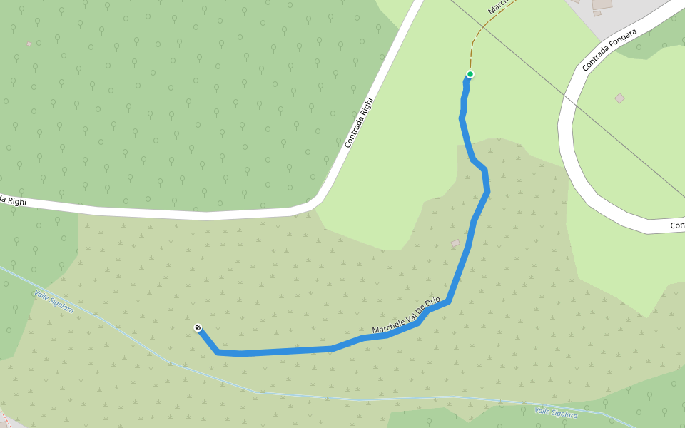 Marchele Val De Drio walking route map in Fongara