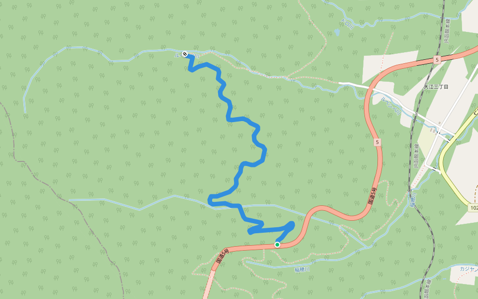 ルベシュベ林道 walking route map in Niki